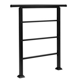 Handrails for Outdoor Steps, Wrought Iron Handrail Fits 1 or 3 Steps, Transitional Handrail with Installation Kit, Black(same as 66442124)