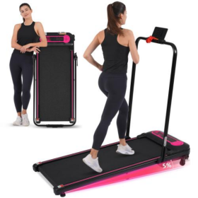 Home Office Folding Desk Treadmill 2.5 Horsepower With Adjustable Slope And Two Speed Modes, Load-bearing Capacity Of 300 Pounds (Color: black)