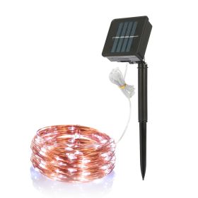 2 Light Color Options -- 1Pc Solar String Light Outdoor IP65 Waterproof Copper Wire String Lights Solar LED Fairy Lamps Wedding Party Festival (Option: Cool White)