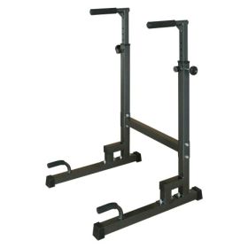 Power Tower Dip Station Adjustable Height Heavy Duty Multi-Function Fitness Training Equipment (Color: black)
