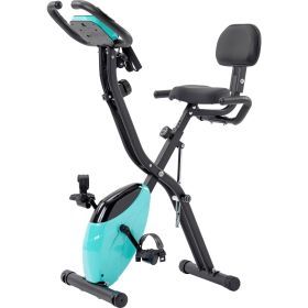 Folding Exercise Bike,Fitness Upright  Recumbent X-Bike  Adjustable Resistance (Color: green)