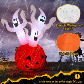 5.9 FT Halloween Inflatable Pumpkin Ghost Outdoor Decorations, Scary Blow Up Yard Decor With Built-in LED Lights For Holiday Party Yard Lawn Gard (Option: Halloween)