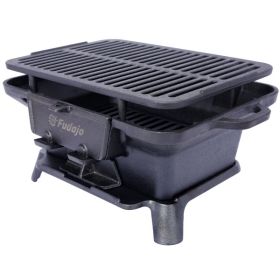 Outdoor Oval Cast Iron Grill (Color: black)
