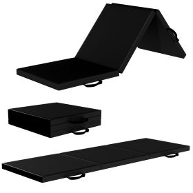 Only Supports Self Pickup  Tri-Fold Folding Exercise Mat With Carrying Handle For Mixed Martial Arts, Gymnastics And Home Gym Protecting Floor, 2 (Color: black)