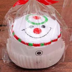 Creative Santa Claus Shaped Towel Cake Christmas Gift-giving Activity Small Gift Christmas Tree Decoration Gift Box (Color: White)