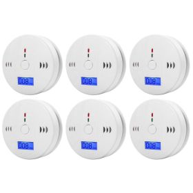 LCD CO Sensor Carbon Monoxide Detector 85dB Sound Independent CO Poisoning Warning Alarm Detector Meter Kitchen Fireplace Indoor (Color: 6PCS, Ships From: CN)