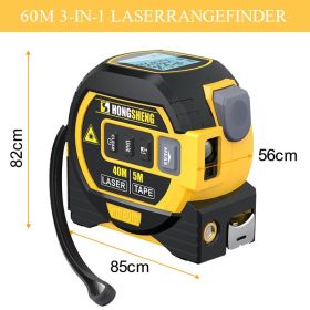 3 In 1 Laser Tape Measure Rangefinder 5m Tape Ruler Infrared High-precision Intelligent Electronic Ruler Building Distance Meter (Color: 3 In 1 Laser- 60m, Ships From: China)