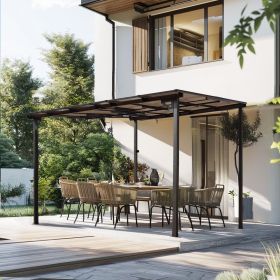 10' x 10' Outdoor Pergola Gazebo,Wall-Mounted Lean to Metal Awning Gazebo with Roof,Large Heavy Duty for Patio,Decks,Backyard (Color: as Pic)