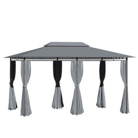 Outsunny 10' x 13' Patio Gazebo, Outdoor Gazebo Canopy Shelter with Curtains, Vented Roof, Steel Frame for Garden, Lawn, Backyard and Deck, Sage (Color: as Pic)