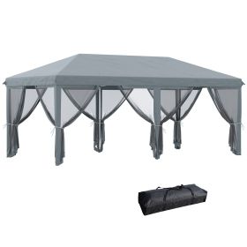 Outsunny 10' x 20' Pop Up Canopy Tent with Netting, Heavy Duty Instant Sun Shelter, Large Tents for Parties with Carry Bag for Outdoor, Garden, P (Color: as Pic)