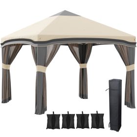 Outsunny 10' x 10' Pop Up Canopy Tent with Netting, Instant Tents for Parties, Height Adjustable, with Wheeled Carry Bag and 4 Sand Bags for Outd (Color: as Pic)