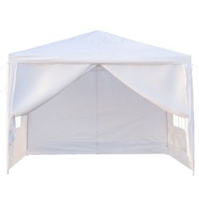10x10 Feet Black Outdoor Pergola - Durable iron pipe frame and waterproof PE fabric portable and easy to install perfect for patio vacations fest (Color: White, Style: 4-Sided)