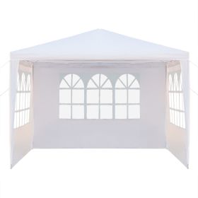 10x10 Feet Black Outdoor Pergola - Durable iron pipe frame and waterproof PE fabric portable and easy to install perfect for patio vacations fest (Color: White, Style: 3-Sided)