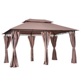 Outsunny 10' x 13' Patio Gazebo, Outdoor Gazebo Canopy Shelter with Curtains, Vented Roof, Steel Frame for Garden, Lawn, Backyard and Deck, Khaki (Color: as Pic)