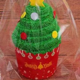 Creative Santa Claus Shaped Towel Cake Christmas Gift-giving Activity Small Gift Christmas Tree Decoration Gift Box (Color: green)
