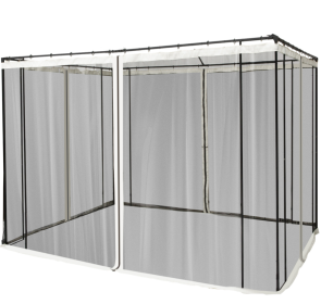10x10 Gazebo With Netting, Canopy Tents With Zippers, Black Rings, High-quality Polyester, Washable, Sidewall Only Black (Color: black)